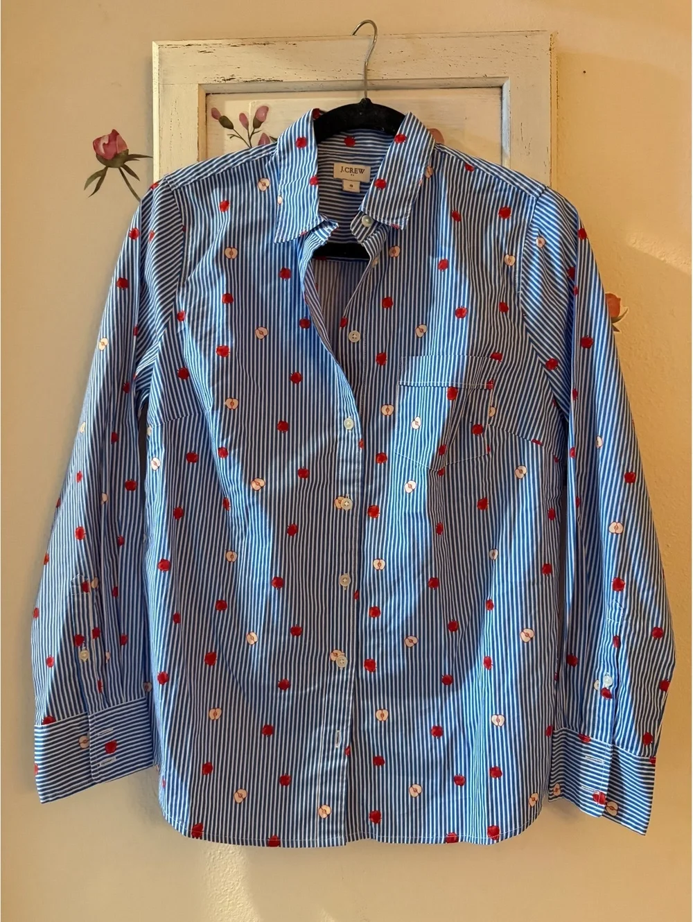 J.crew  Apples and Stripes Women’s Button Down Shirt size Small new